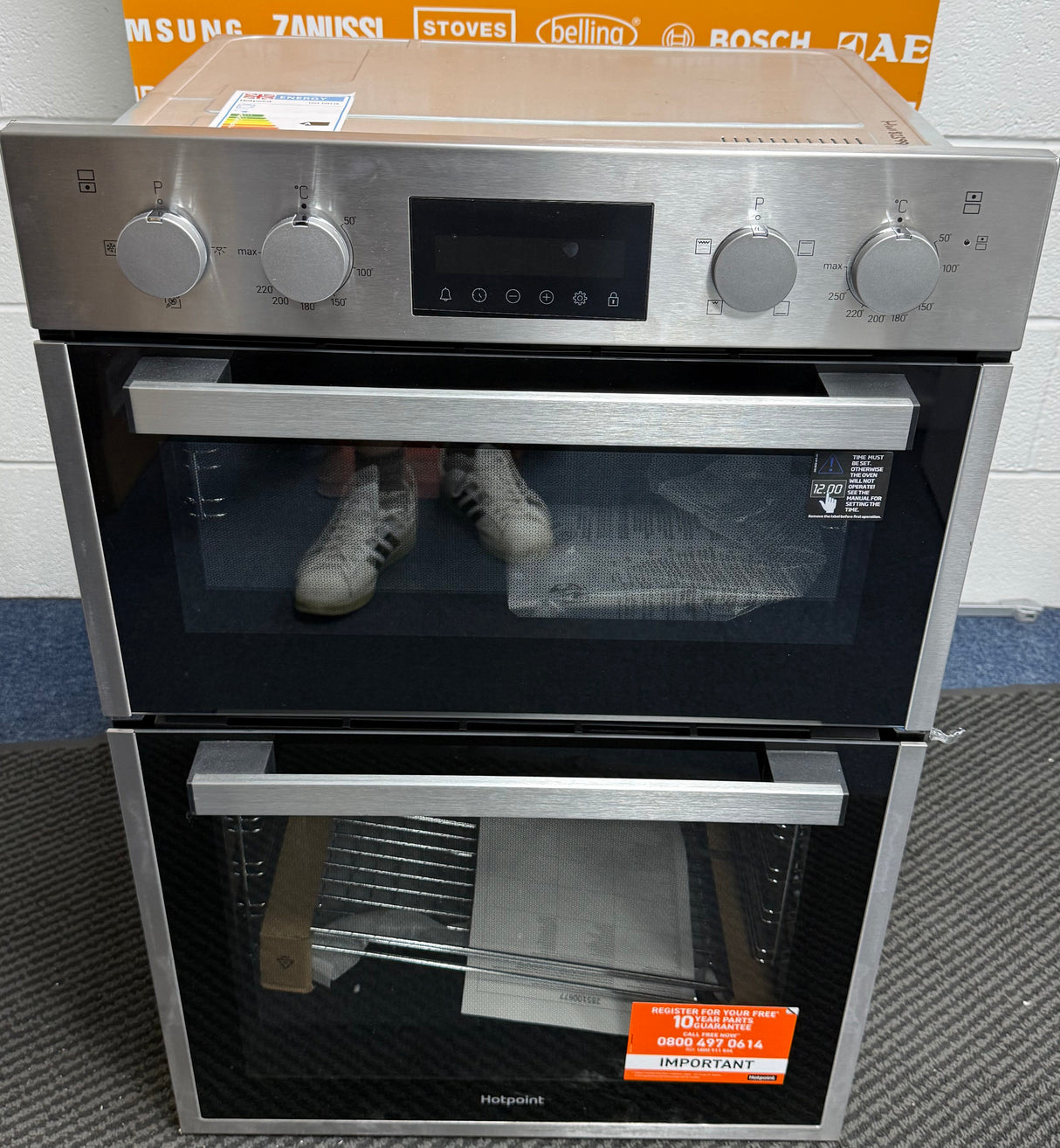 Hotpoint DIH 10D IX 113 Litre Double Built-in Oven in Stainless Steel - A/A Rated - (Ex Display) - HW182399