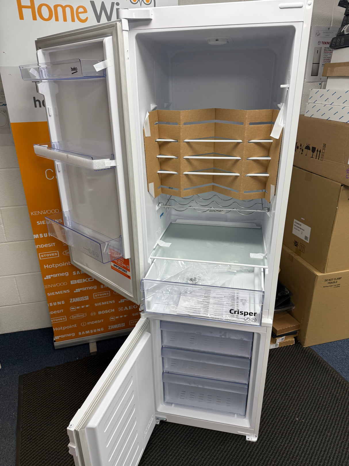 Beko BCFD473 (22) 70/30 Frost Free Integrated Fridge Freezer with Sliding Hinge - E Rated - (Ex Display) - HW182322