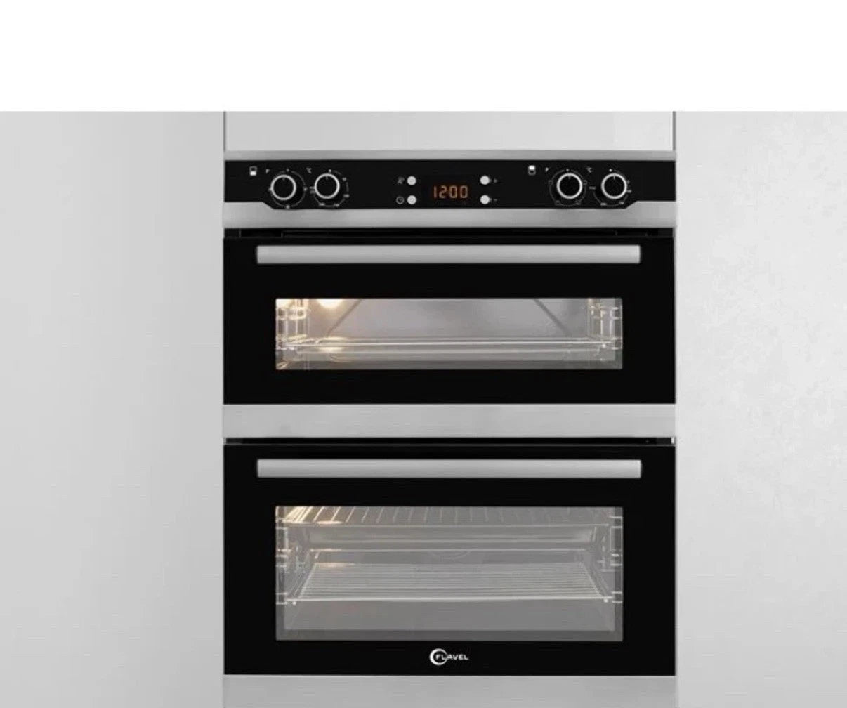 Flavel FLV72FX (52) 72cm Built Under Double Oven in Black and Stainless Steel - A/A Rated - (Ex Display) - HW182352
