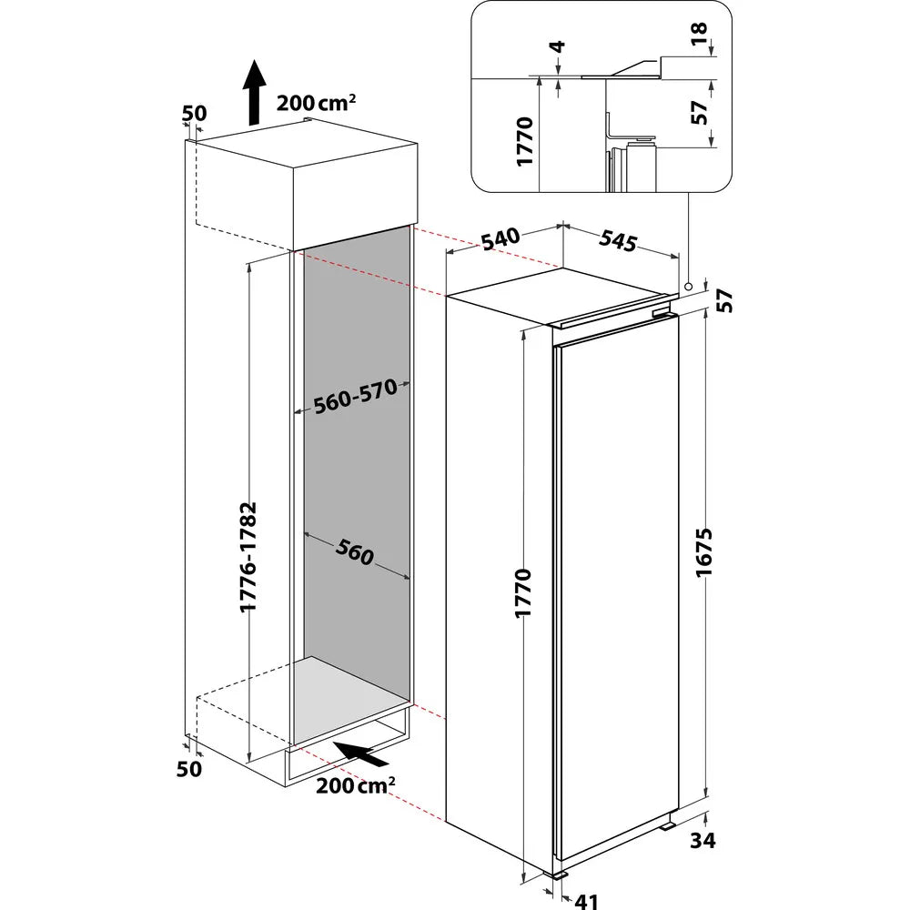 Hotpoint HTSD18A011A1 306 Litre Tall Integrated Larder Fridge - E Rated ex display - HW182424