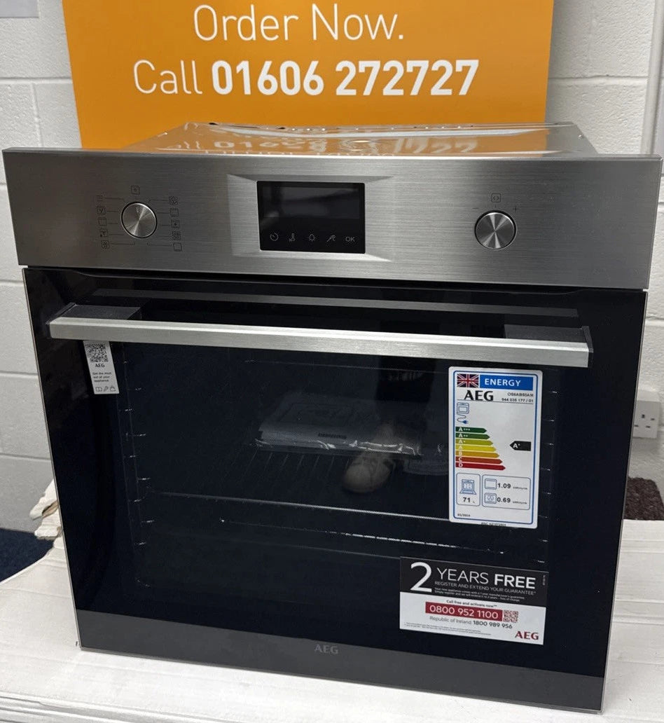 AEG Series 6000 OS6AB50AM (79) Sense Cook Aqua Clean Built-in Single Oven in Stainless Steel - A+ Rated - (Ex Display) - HW182279