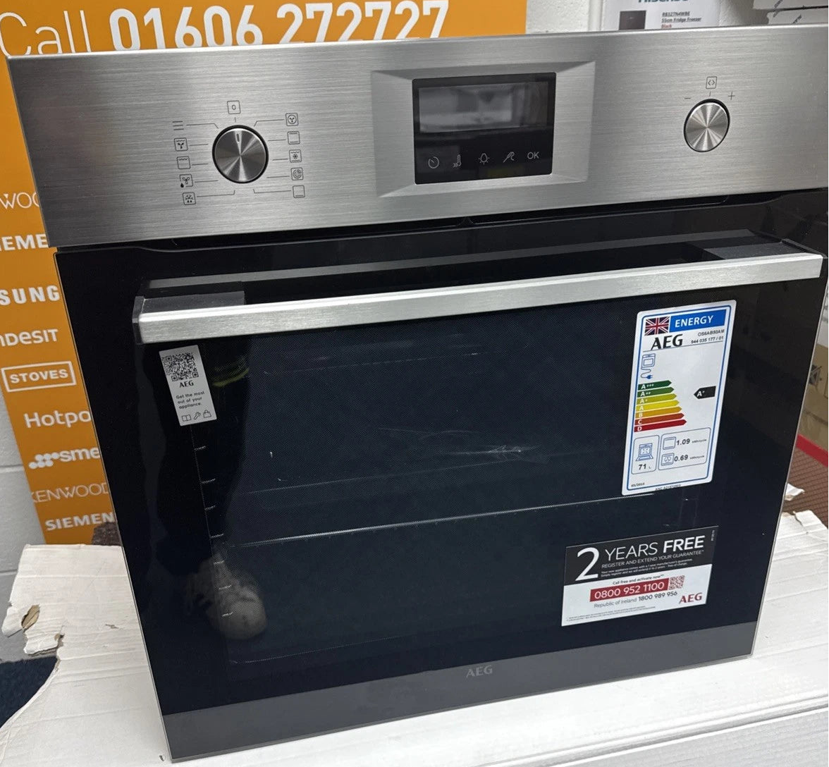 AEG Series 6000 OS6AB50AM (94) Sense Cook Aqua Clean Built-in Single Oven in Stainless Steel - A+ Rated - (Blemished) - HW182294