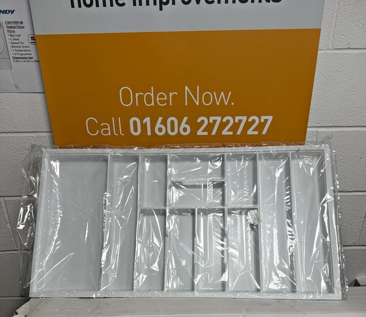 White Plastic Cutlery Drawer Insert (Thickness-2.5mm Width-900mm Depth-470mm Height-55mm) - Single Tray - WCT1 - MANAGERS SPECIAL NOW £10.40