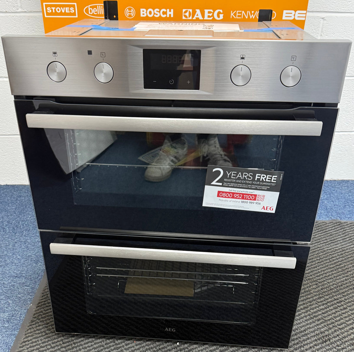 AEG 600 OU5NU20M (15) SurroundCook Clean Enamel Built-under Double Oven in Stainless Steel - A/A Rated - (Tatty Packaging) - HW182715
