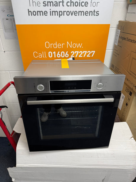 Bosch Series 4 HQA574BS3B (14) Electric Single Oven with Pyrolytic Self Cleaning in Stainless Steel Ex display - HW182154-01