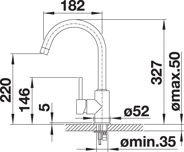 Blanco 526965 Mida Silgranit Look High Pressure Fixed Spout Mixer Tap in Volcano Grey - HW182001