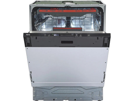 AEG Series 6000 FSS64907Z SatelliteClean Full Size Integrated Dishwasher - C Rated Stock Photo with Door Open