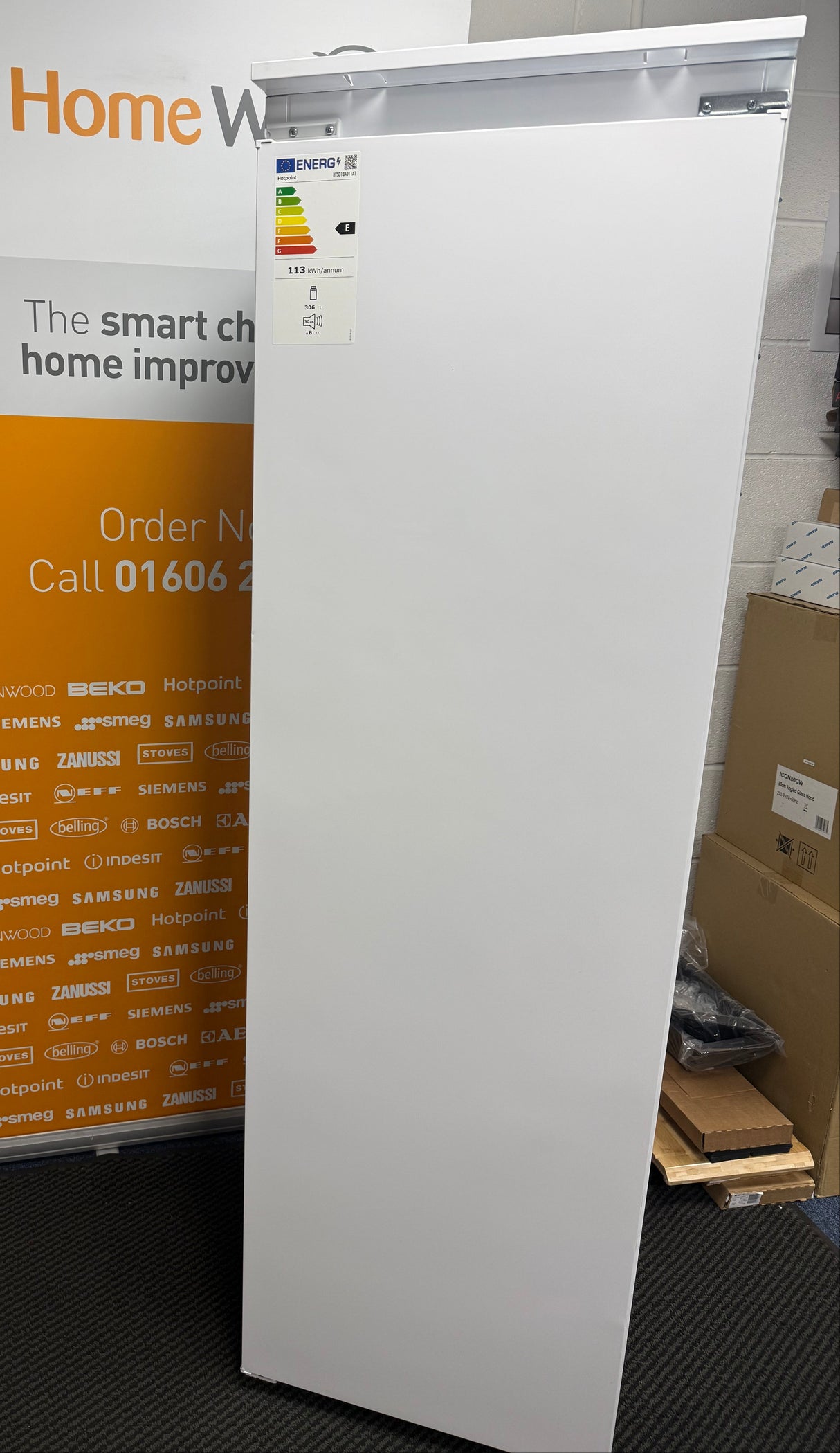 Hotpoint HTSD18A011A1 306 Litre Tall Integrated Larder Fridge - E Rated ex display - HW182424