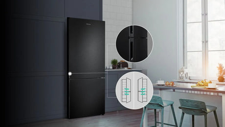 Hisense RB327N4WBE 55cm Wide 182.5cm Tall Fridge Freezer in Black