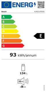 Bosch Series 4 KUR21VFE0G (87) 134 Litre Integrated Under Counter Fridge - E Rated - (Ex Display) - HW182387