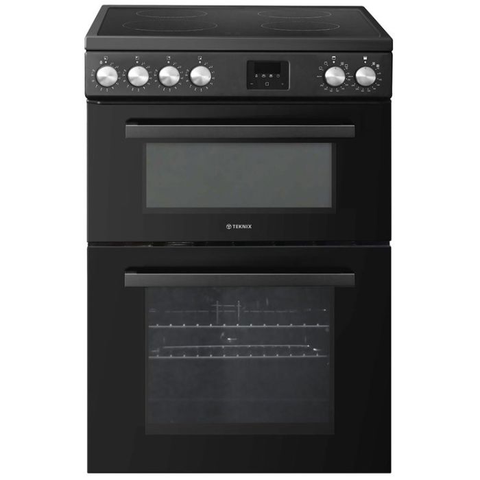 Teknix TKED64INDB 60cm Induction Hob Double Oven Electric Cooker in Black [Energy Class AA Rated] Stock Photo front