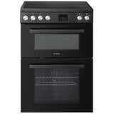 Teknix TKED64INDB 60cm Induction Hob Double Oven Electric Cooker in Black [Energy Class AA Rated] Stock Photo front