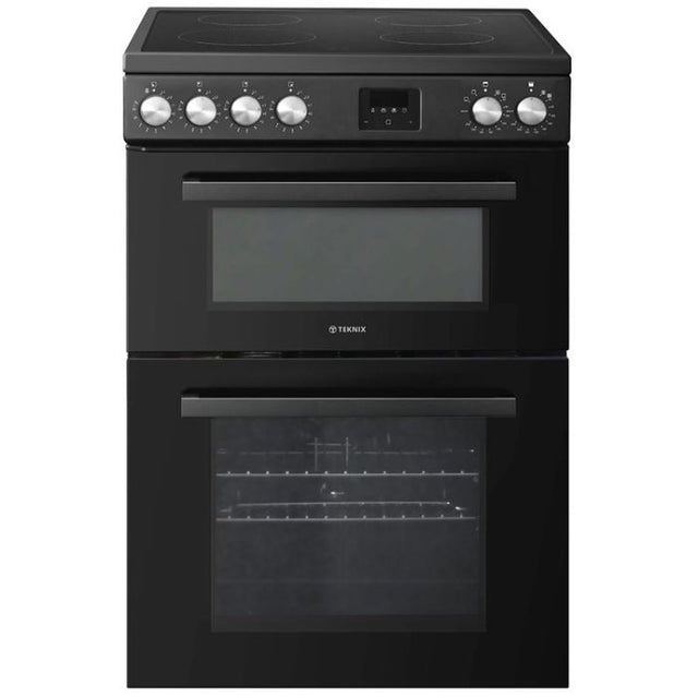 Teknix TKED64INDB 60cm Induction Hob Double Oven Electric Cooker in Black [Energy Class AA Rated] Stock Photo front
