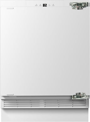  Teknix BITHUL4 Integrated Undercounter Larder Fridge - Built In with 138 Litre Capacity - Reversible Door - Digital Controls - White [Energy Class E]  stock photo front door closed