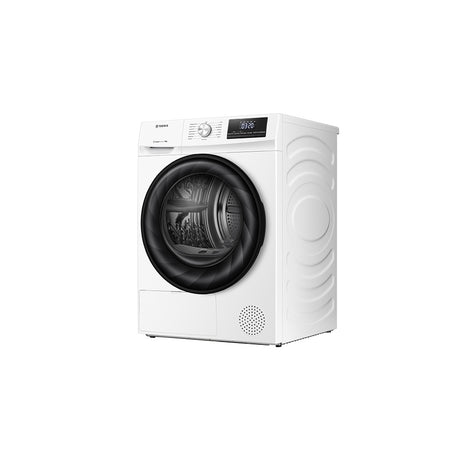 Teknix TKHP8HW 8KG Heat Pump Dryer in White - A++ Rated. Stock photo of the front angled showing right side panel.