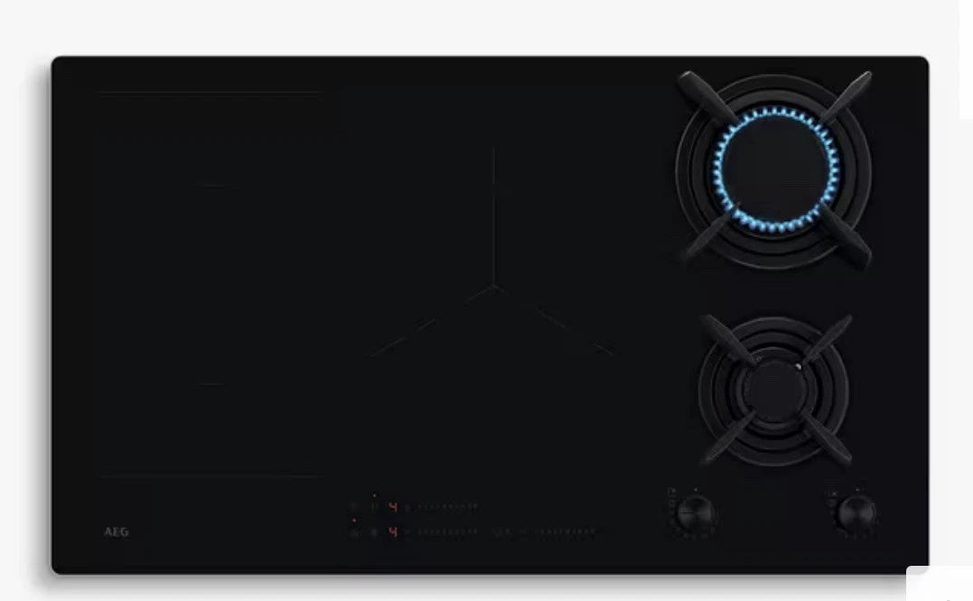 AEG HDB95623NB (37) 90cm Mixed Induction and Gas Hob in Black Glass - (Tatty Box) - HW182637