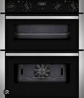 Neff N50 J1ACE2HN0b Double Built under Oven from HomeWise Appliances. Stock photo front of oven