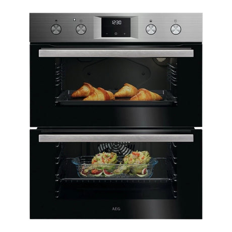 AEG 600 OU5NU20M (07) SurroundCook Clean Enamel Built-under Double Oven in Stainless Steel - A/A Rated - (Tatty Packaging) - HW182407