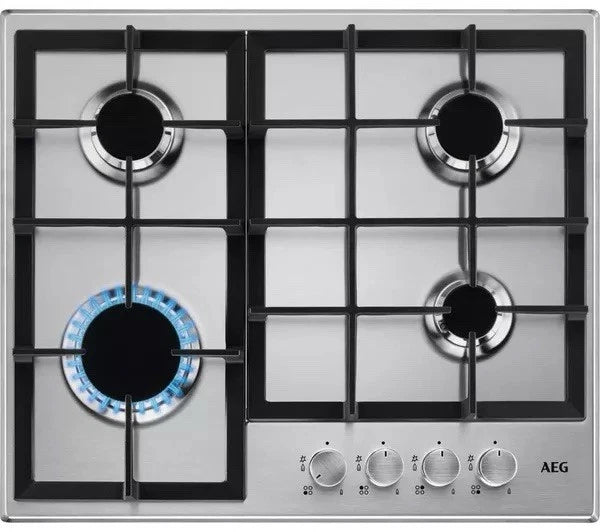 AEG HGB64200SM (44) 3000 59cm 4 Burner Gas Hob in Stainless Steel - (New) - HW182244