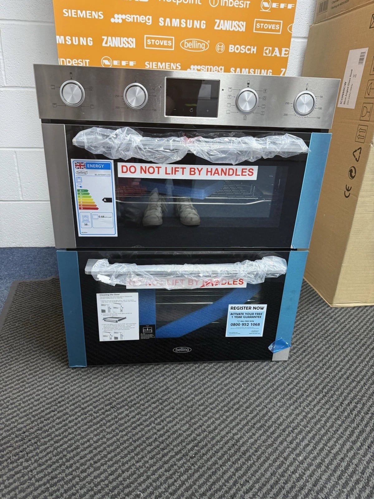 Belling BEL 444411631 BI703MFC Built-under Electric Double Oven in Stainless Steel - A/A Rated - (Ex Display) - HW182083