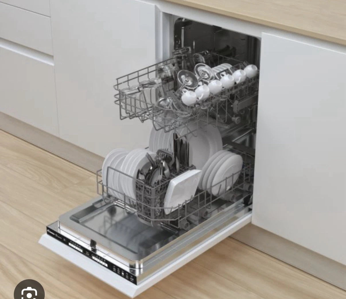 Neue Candy Built NDIH1L949 45cm Slimline 9-Place Settings Integrated Dishwasher with Black Control Panel - HW182116