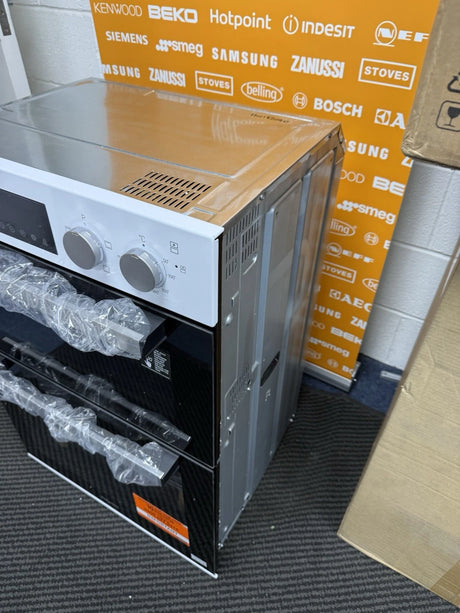 Hotpoint DIH 10D W (40) Built-in Electric Double Oven in White and Silver - A/A Rated - (Ex Display) - HW182040