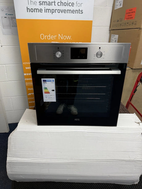 AEG BEX335011M (96) SurroundCook Built-in Electric Single Oven with Aqua Clean in Stainless Steel - A Rated - (Ex Display) - HW181796