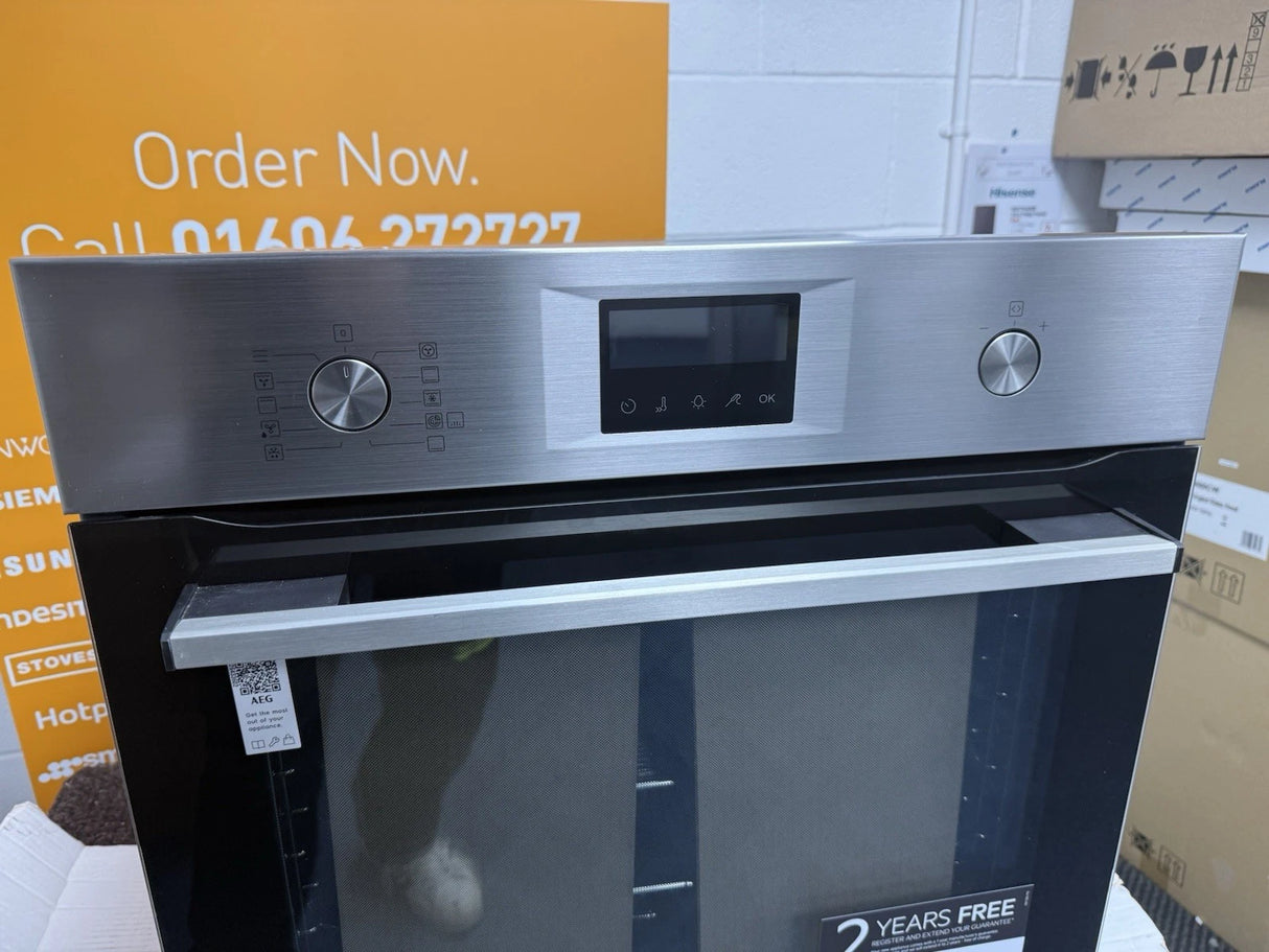 AEG 6000 Series OS6PB50AM (53) SenseCook Built in Electric Single Oven Pyrolytic Self Cleaning in Stainless Steel - A+ Rated - (Blemished) - HW182253