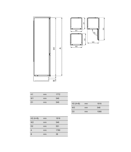 AEG 6000 TwinTech® OSC6N181ES (47) 177cm 70/30 Integrated Fridge Freezer with Sliding Door Hinge in White - E Rated - (ex display ) - HW182147