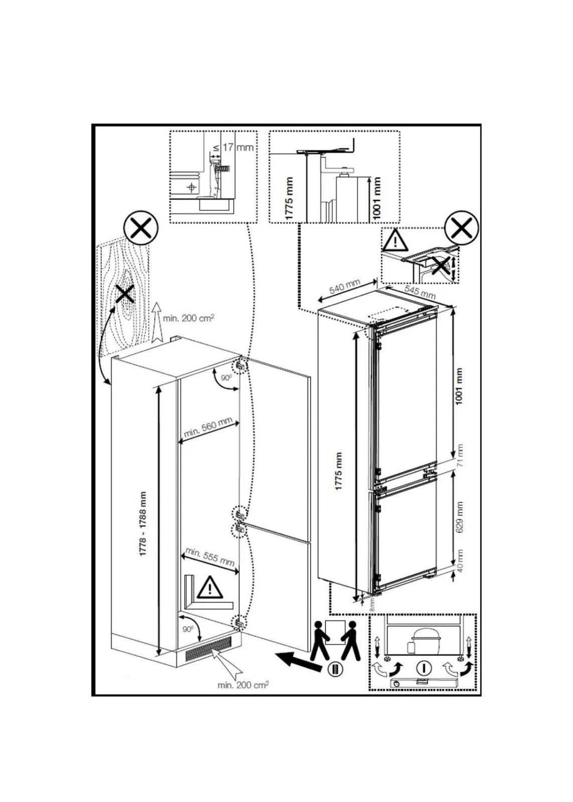 Beko BCFD473 (22) 70/30 Frost Free  Integrated Fridge Freezer with Sliding Hinge - E Rated - (Ex Display) - HW182322