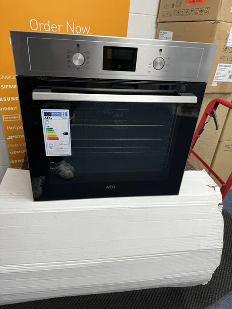 AEG BEX335011M (96) SurroundCook Built-in Electric Single Oven with Aqua Clean in Stainless Steel - A Rated - (Ex Display) - HW181796