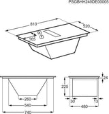 AEG Series 6000 TH84CB03FB 81cm Induction Hob with Venting Extraction in Black - A+ Rated - HW181702-03 from HomeWise Appliances. Stock Photo showing dimensions of the hob.