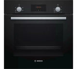 Bosch HHF113BA0B Built-in Single Oven with fitted 13Amp Plug in Black from HomeWise Appliances stock photo showing front of the oven.