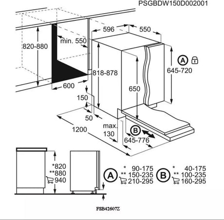 AEG FSB42607Z (56) Air Dry 3000 Fully Integrated Built In Dishwasher - Black Control Panel with Sliding Door Fixing Kit - (Ex Display Graded) - HW181956
